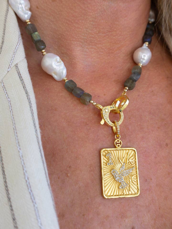 Mahjong Bird Bam Pendant - Gold-Plate for wholesale by Harvest Jewels