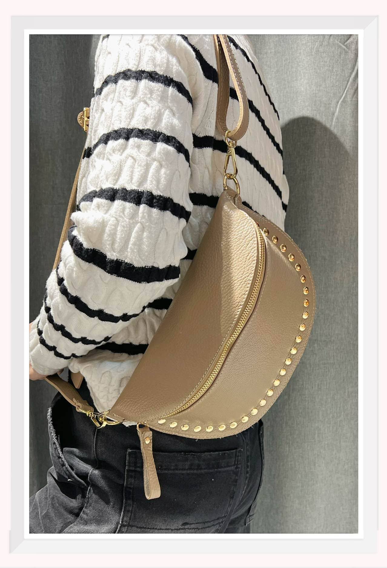 Z et Z - Wholesale Belt Bag - Women's - Studded grained leather fanny pack5