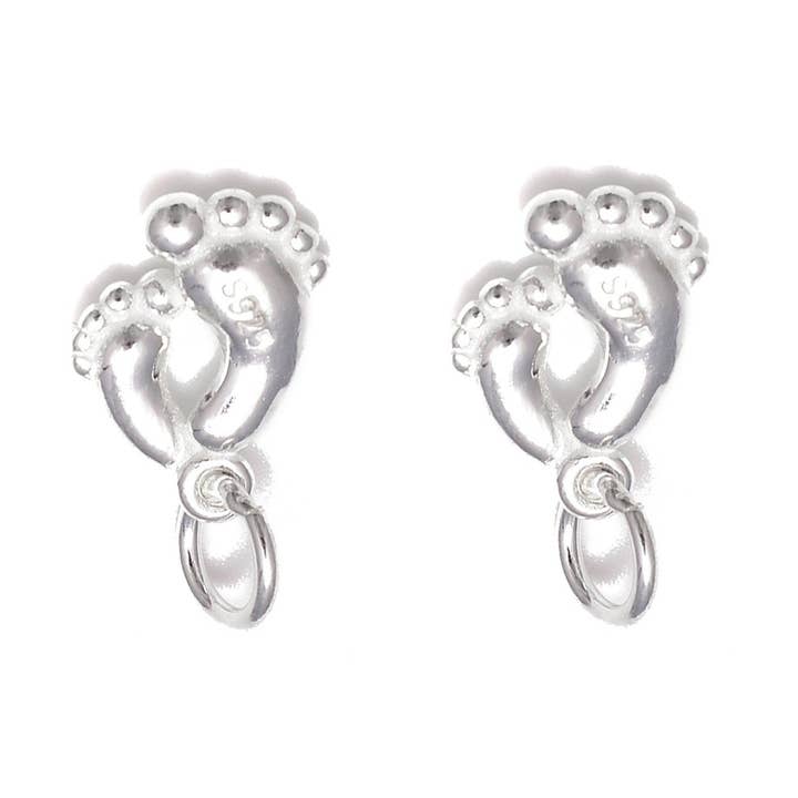 925 Sterling Zilveren Baby Voetjes Voetafdrukken Bedel Hanger Maat 10x13mm 3 stuks per Zakje voor wholesale door CRCBEADS