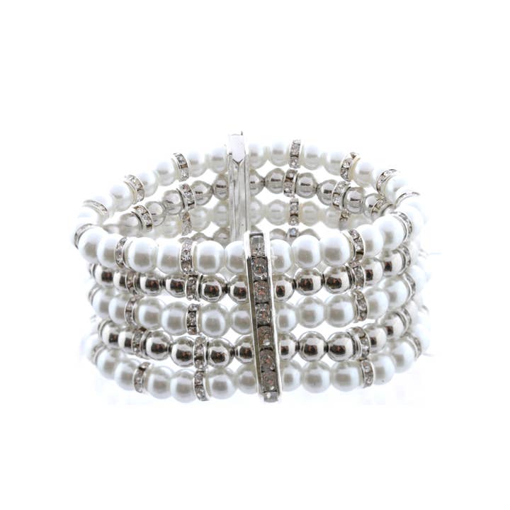 (15073-196) Wedding Bracelet Faux Pearl Cultured Bracelet for wholesale by Cool Crystals