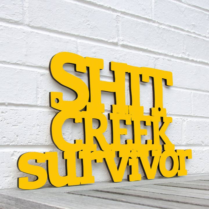 Shit Creek Survivor Funny Laser Cut Wood Sign for wholesale by Spunky Fluff