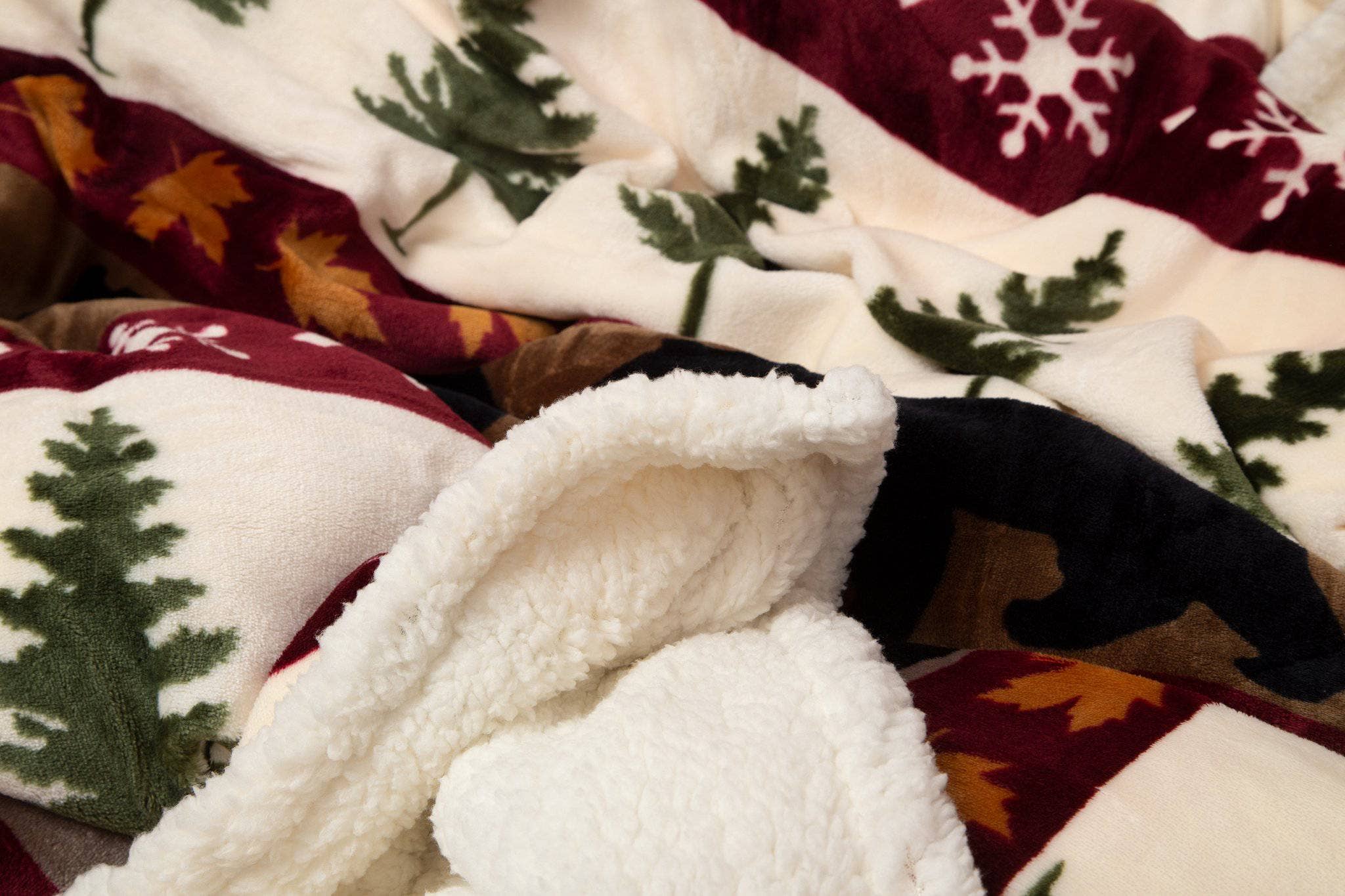 Linen Mart - Wholesale Throw blanket - Tall Pine Plush Fur Sherpa Borrego Fleece Throw Blanket2