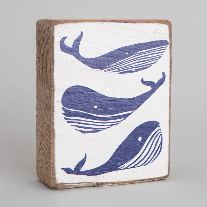 Bloque decorativo de madera de tres ballenas para venta al por mayor de Rustic Marlin