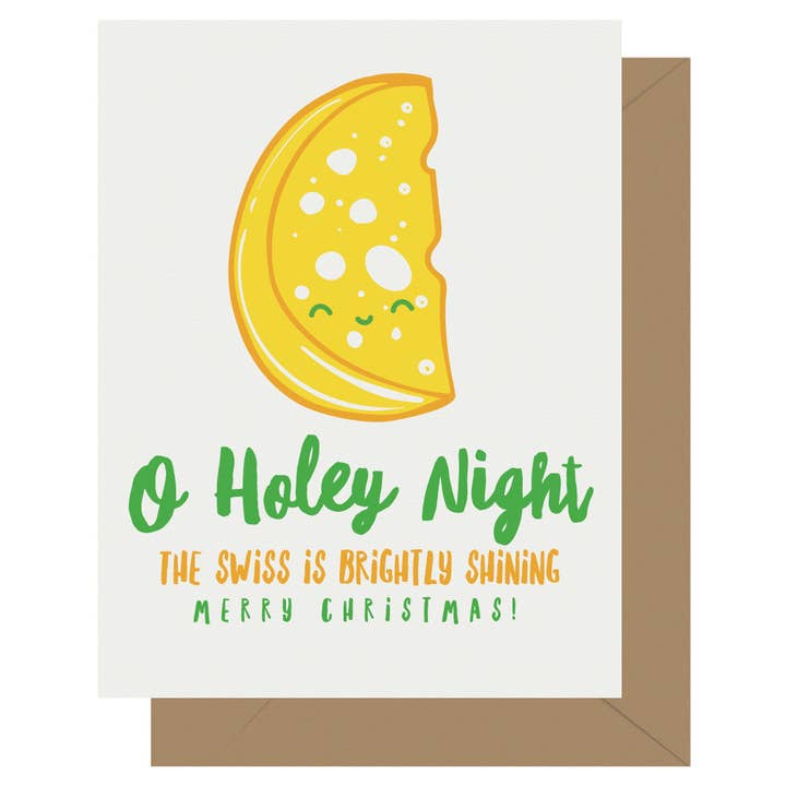 Cutie Kawaii O Holey Night Letterpress Christmas Card for wholesale by Letterpress Jess
