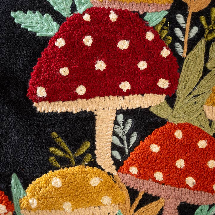 Ian Snow Ltd - Wholesale Chair Cushion - Black Embroidered Toadstools Cushion Cover1