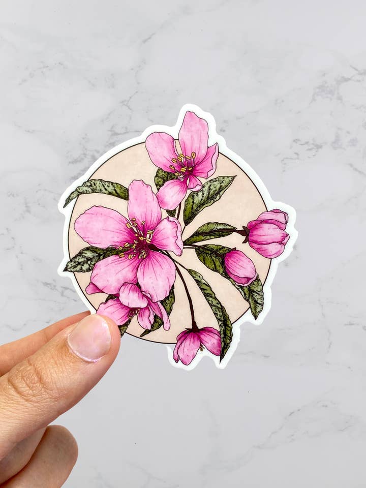 Autocollant fleurs de cerisier, vinyle imperméable pour la vente par Karen B Creations