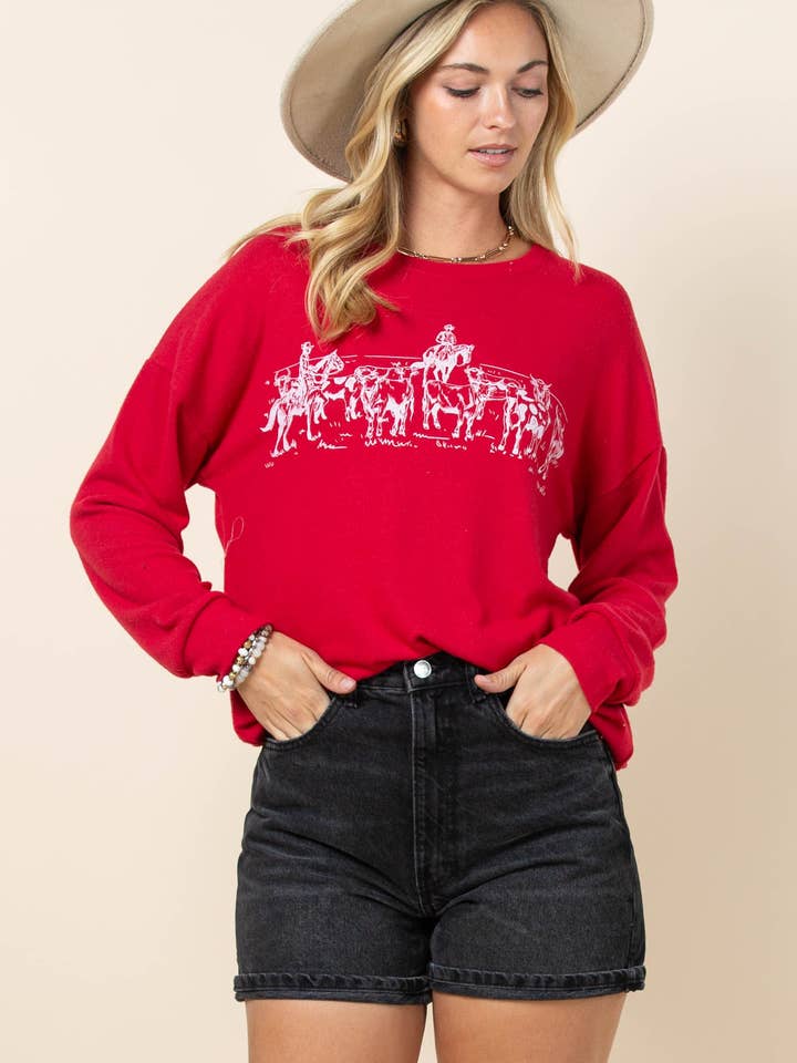 AV1171-JUNI LANDBRUGSLIV GRAFISK HACCI SWEATER for engroshandel hos Avery