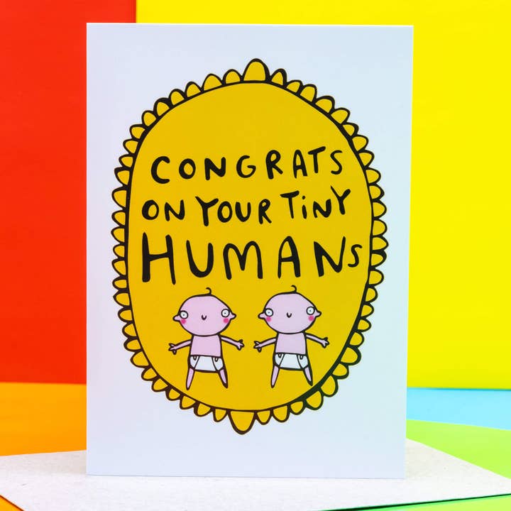 Congrats On Your Tiny Humans A6 Greeting Card for wholesale by Katie Abey