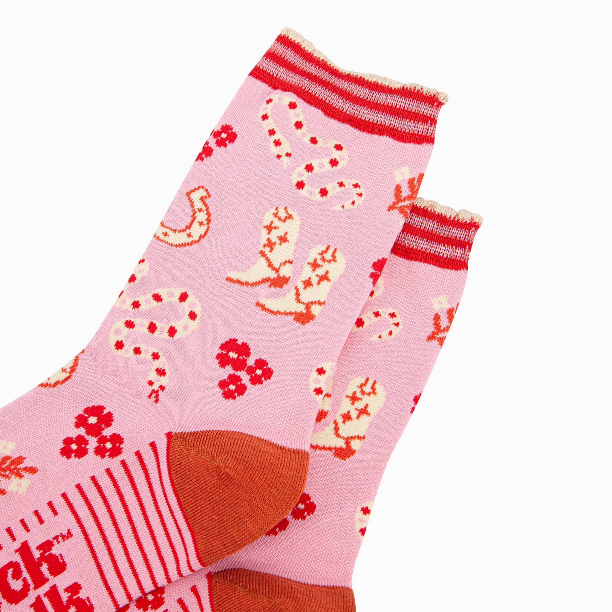 Sock Talk - Wholesale Socks - Women's - Women's Bamboo Socks - Pink, Western Cowgirl Snakes2