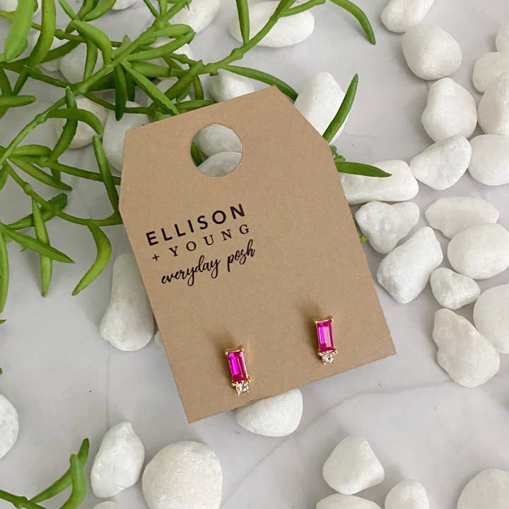 Ellison+Young - Wholesale Stud/post earrings - Baguette Cut Stone Stud Earrings7