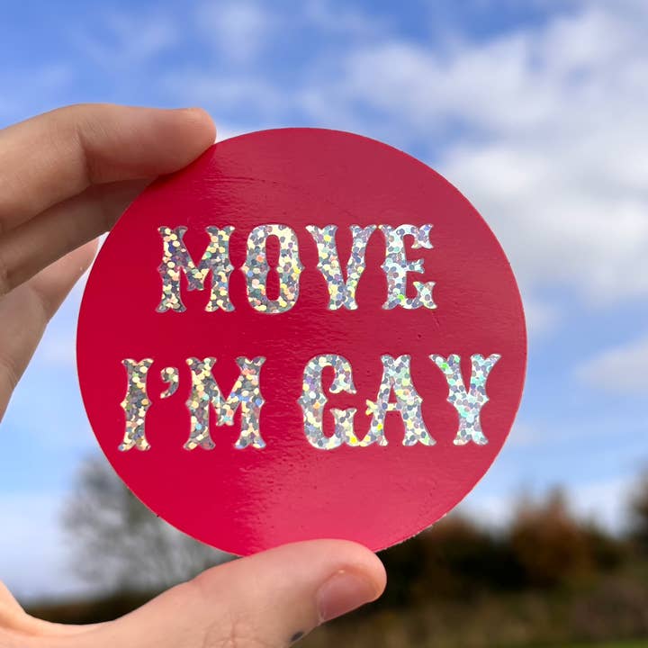 The Queer Store - Vente Autocollant - Déplacez l'autocollant "Je suis gay" | Autocollant Gay Pride | Paillettes | Fierté