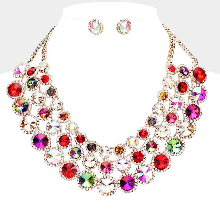 Crystal bane Trim runde aften halskæde for engroshandel hos Sensibling Corp.