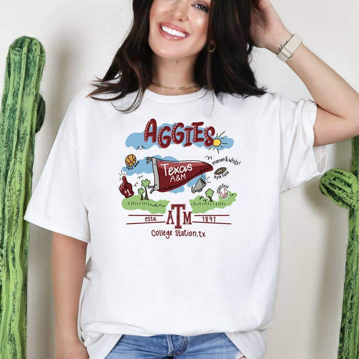 AGGIES DOODLE (GRAPHIC TEE) 2179 for wholesale by Raging Phoenix