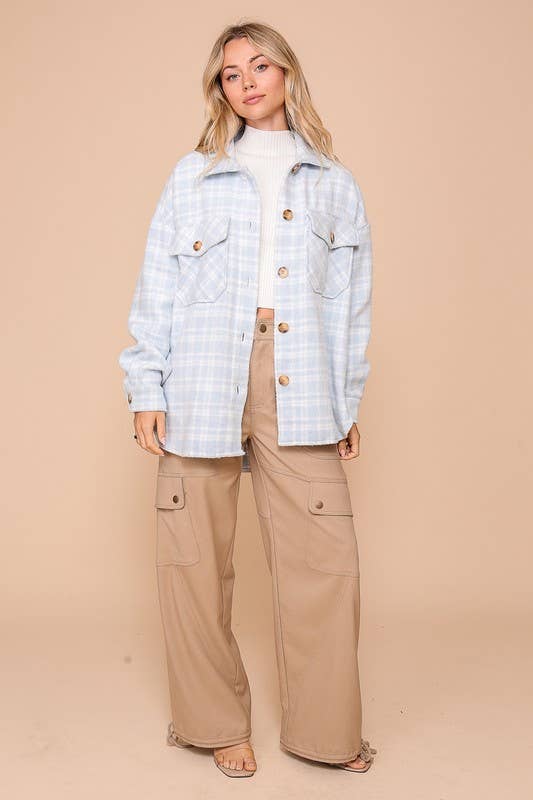 Vanilla Monkey – wholesale Shirt Jacket/Shacket - Women’s – Plaid Print Shacket3
