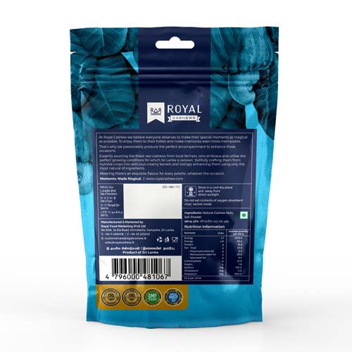 Royal Cashews - Wholesale Nuts - 200g Salted Cashew Nuts Pack1