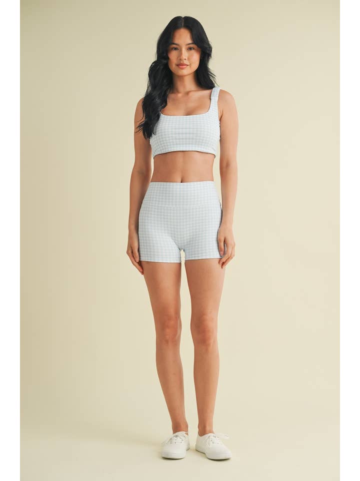 KIMBERLY C - Wholesale Athletic Shorts - Women's - Gingham Print Mid-Rise Mini Shorts34