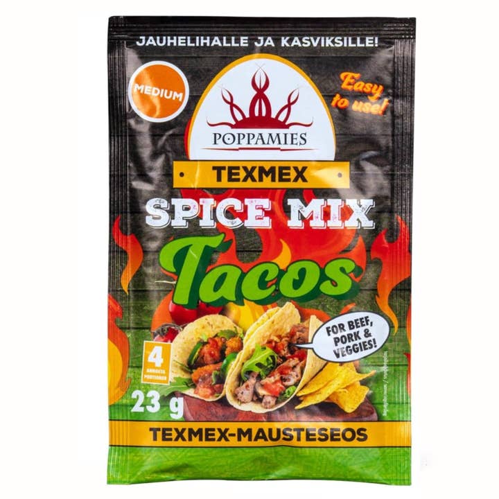 Texmex Tacos Spice Mix - Vegan, Gluten Free, Lactose Free - Spiciness: Medium - 23g for wholesale by Lukata LTD