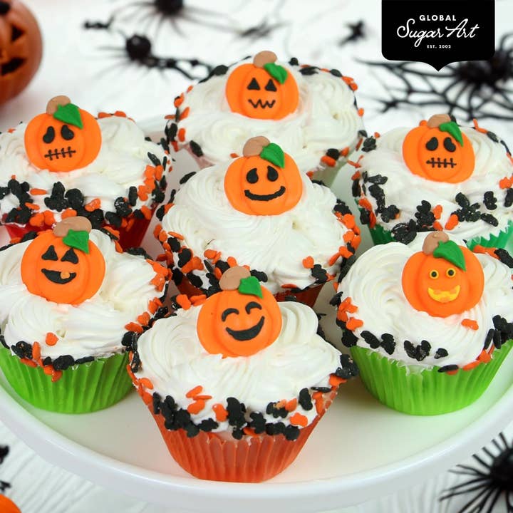 Global Sugar Art - Wholesale Cake/Cupcake Topper - Halloween Cupcake Toppers, Edible Royal Icing Decorations by Global Sugar Art (Spooky Pumpkins)1