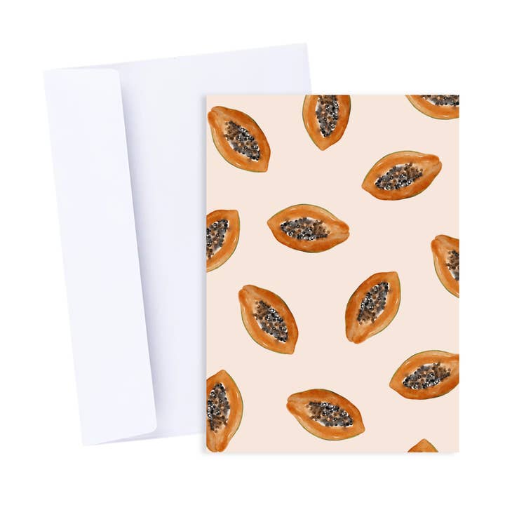 Akvarel Papaya Kort - Tropisk Hverdagskort for engroshandel hos Popsy Press
