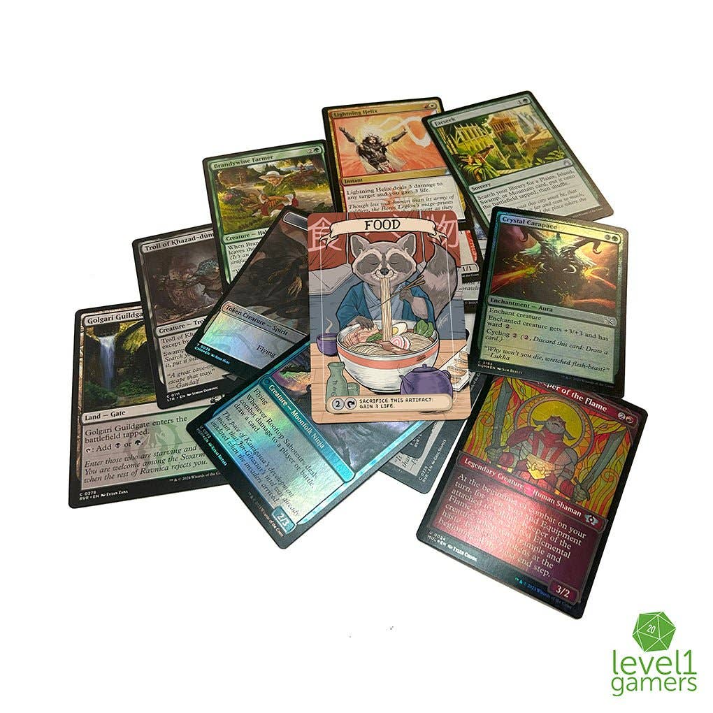 Level 1 Gamers – Jogo de cartas por atacado – Pacote de Cartas Mágicas Ramen Raccoon Token (5 Cartas)3
