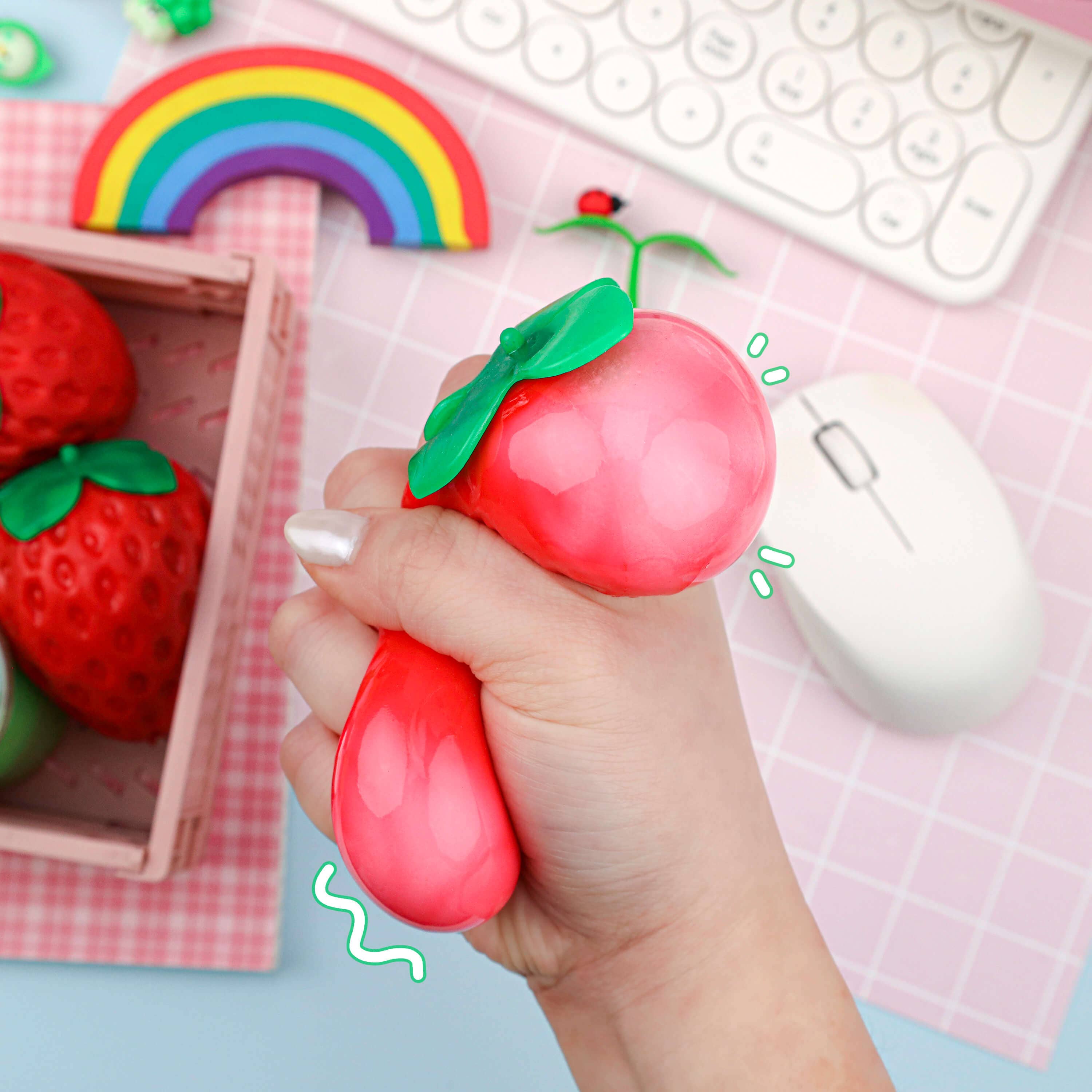 Kawaii Slime Company - Wholesale Squishy Toy - Kids & Baby - Strawberry Shaped Sensory Squishy Toy (12pc/case)7