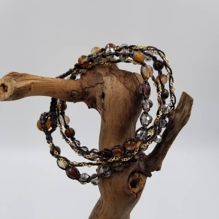 Handmade Natural Crystal Leather Multi-Layer Bracelet for wholesale by CHAKRA JEWELRY