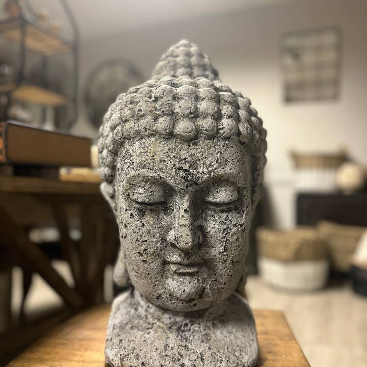 Vagabond Vintage - Wholesale Sculpture - Cement Buddha Head Statue