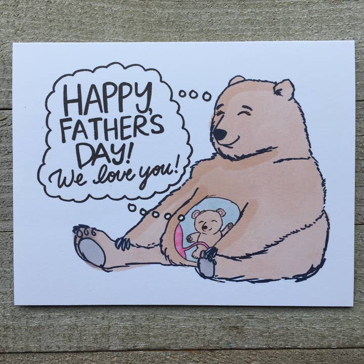 Mama Bear and Baby for a Pere to Be Carte pour la fête des pères pour la vente par Ink Delights