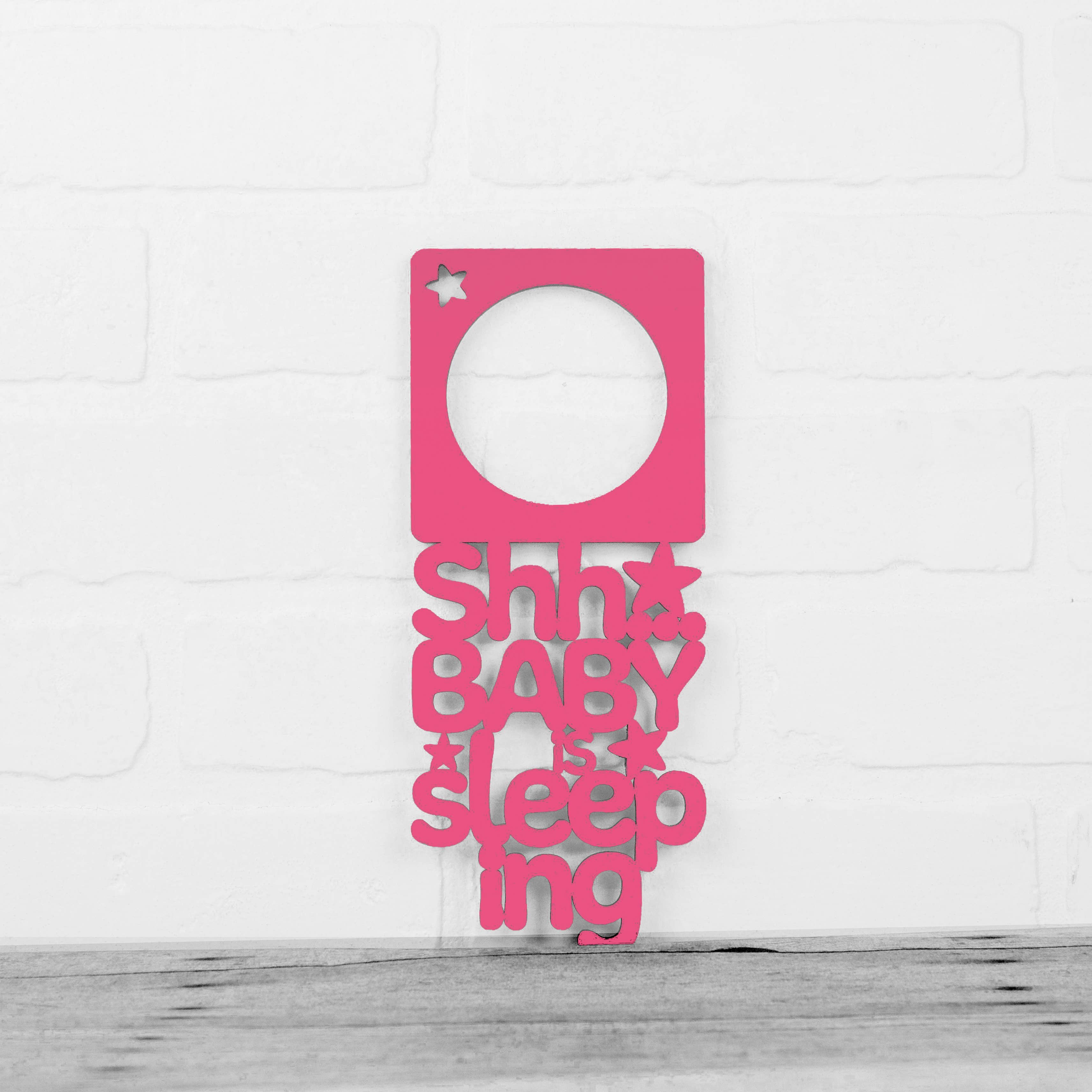 Spunky Fluff - Wholesale Wall Decor - Kids & Baby - Shhh... The Baby Is Sleeping Wood Nursery Door Hanger Sign4