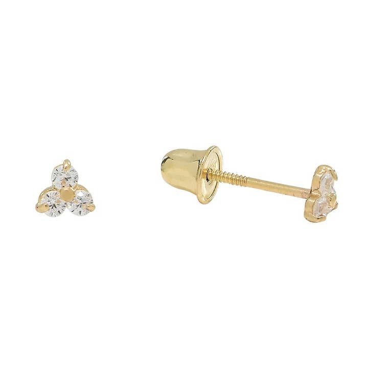 10k Solid Gold Tri-CZ Studs for wholesale by Ofina Jewelry