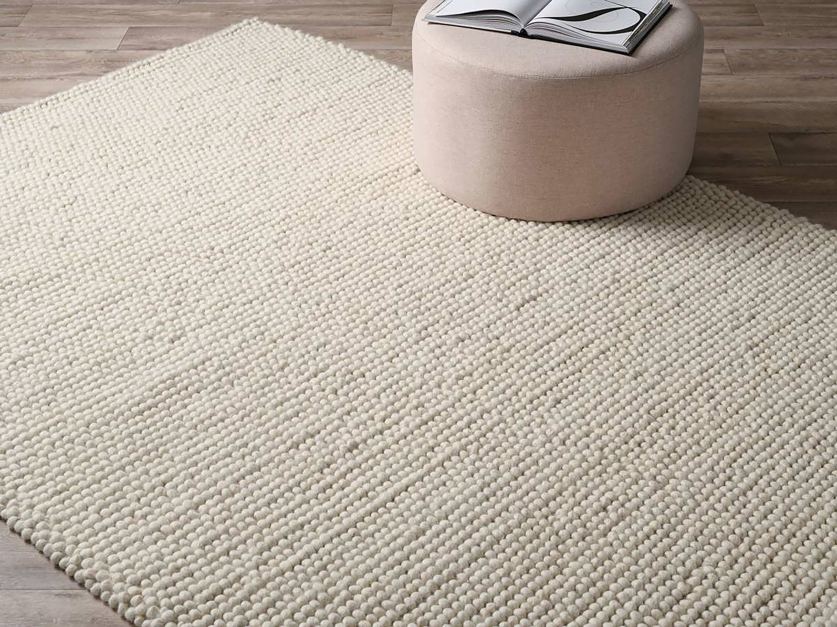 home mart goods - Wholesale Area Rug - Ivory Cream Chunky Beads Hand-Woven Handmade Wool Rug1