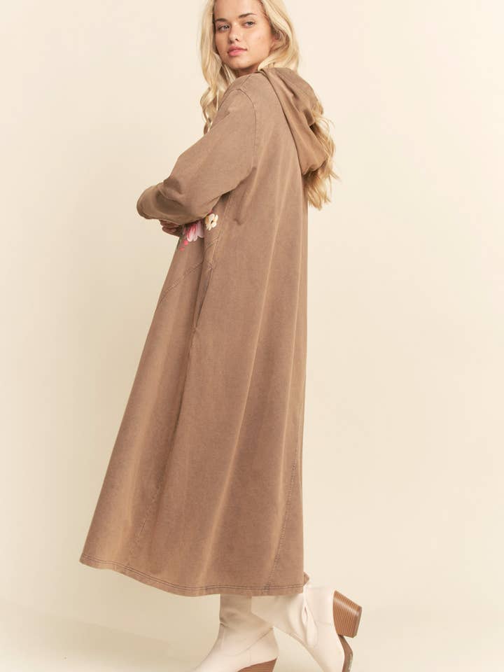 Davi & Dani - Wholesale Dress – Women's - MINERALFLORAL BUTTERFLY PRINTED HOODIE MIDI DRESS3