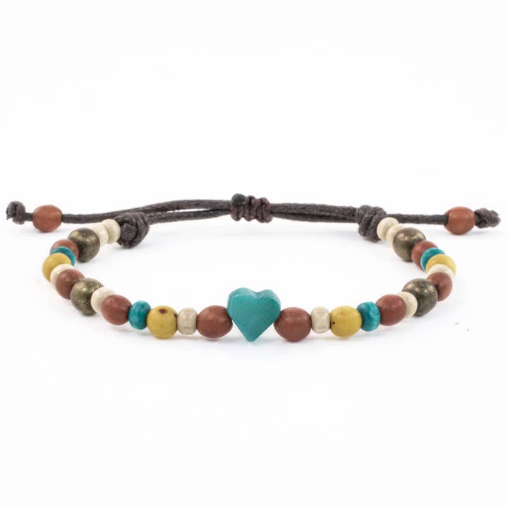Tagua Heart Bracelet - Turquoise for wholesale by Love Is Project