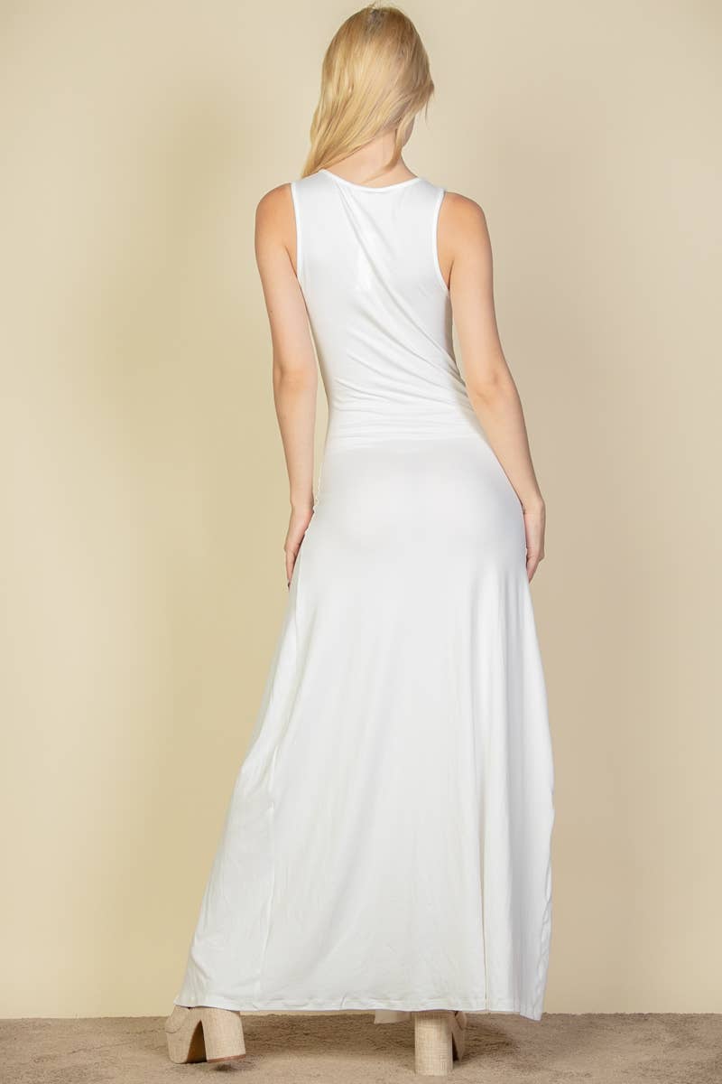 CAPELLA APPAREL - Wholesale Dress - Women's - Plunge Neck Thigh Split Dress13