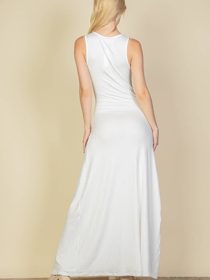 CAPELLA APPAREL - Wholesale Dress - Women's - Plunge Neck Thigh Split Dress13