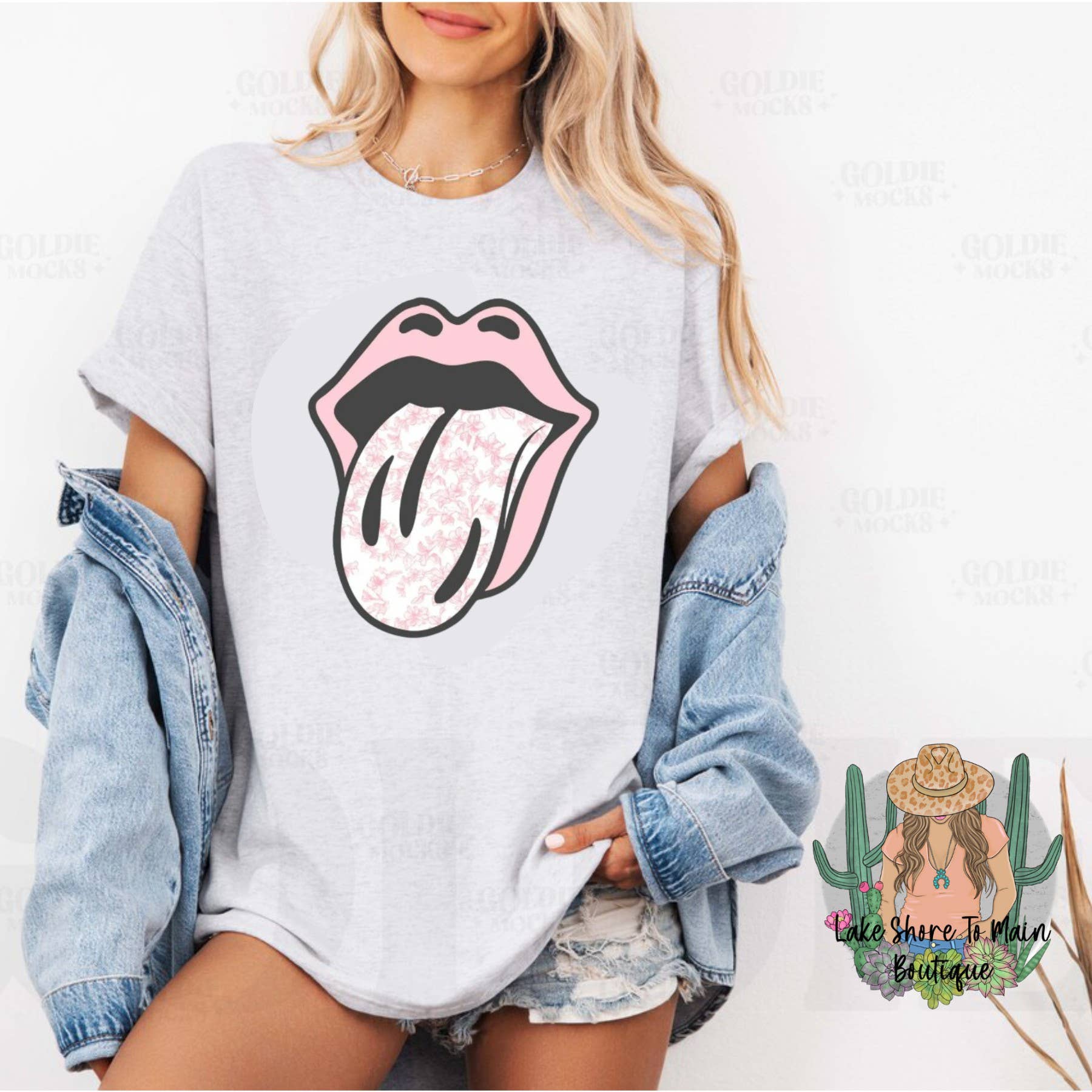 Lake Shore To Main - Wholesale Screen Printed T-Shirt - Women's - Cute graphic tee - Tongue tee - Cute Summer tees 0