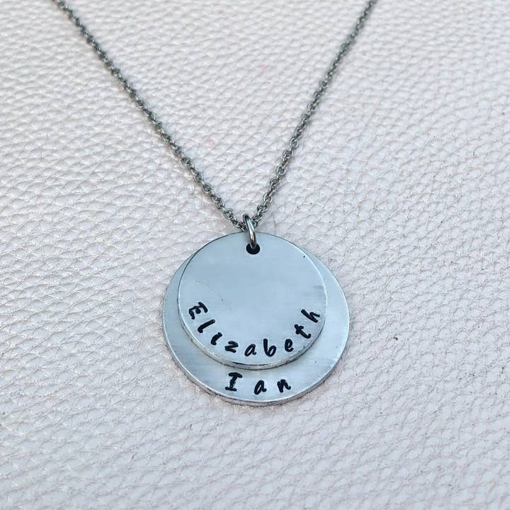 Stacked Hand Stamped Name Necklace for wholesale by Handmade by Marlayna