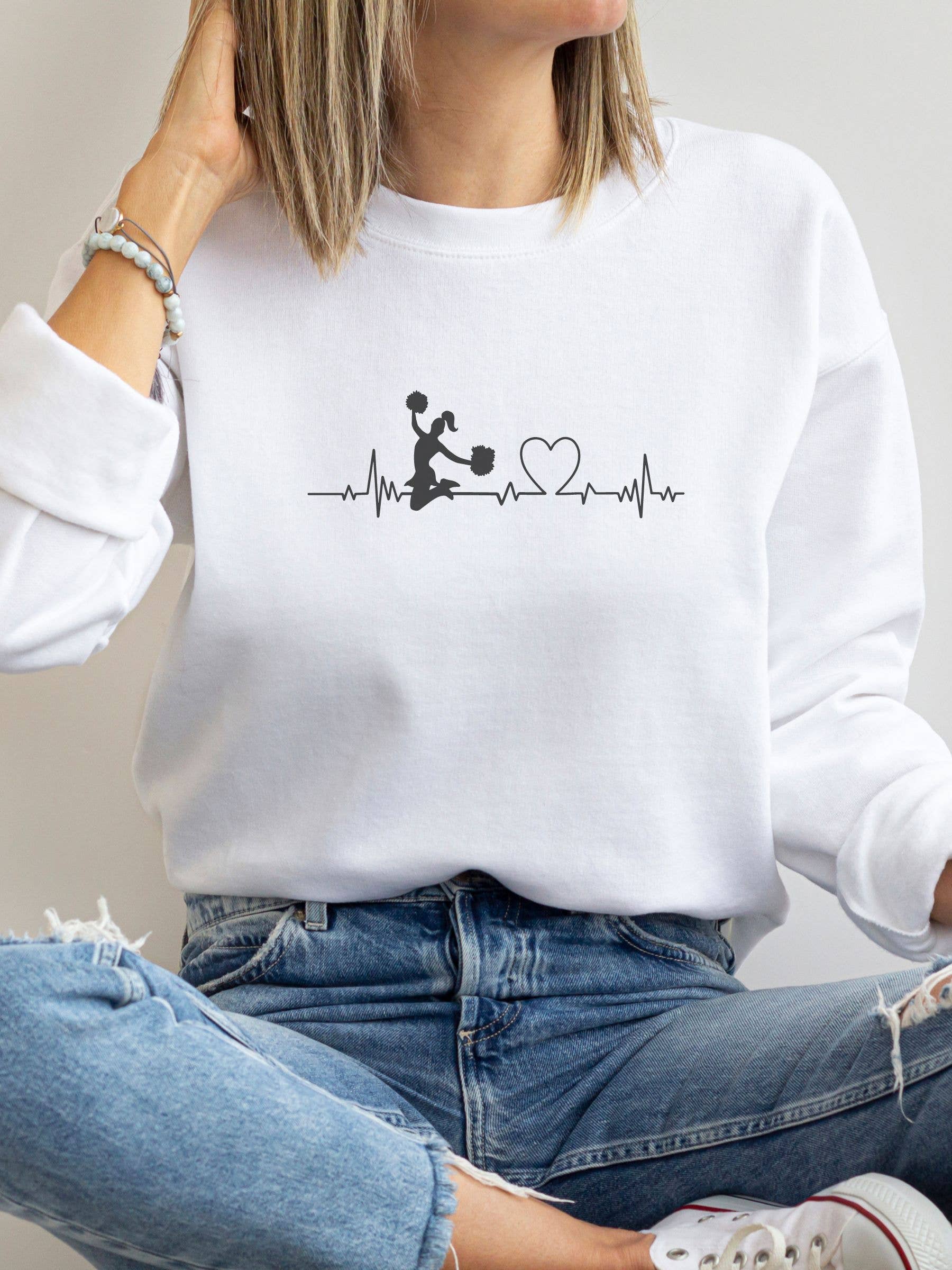 Fan Gear Central - Wholesale Graphic Sweatshirt - Women's - Cheerleader Heartbeat Graphic Sweatshirt1