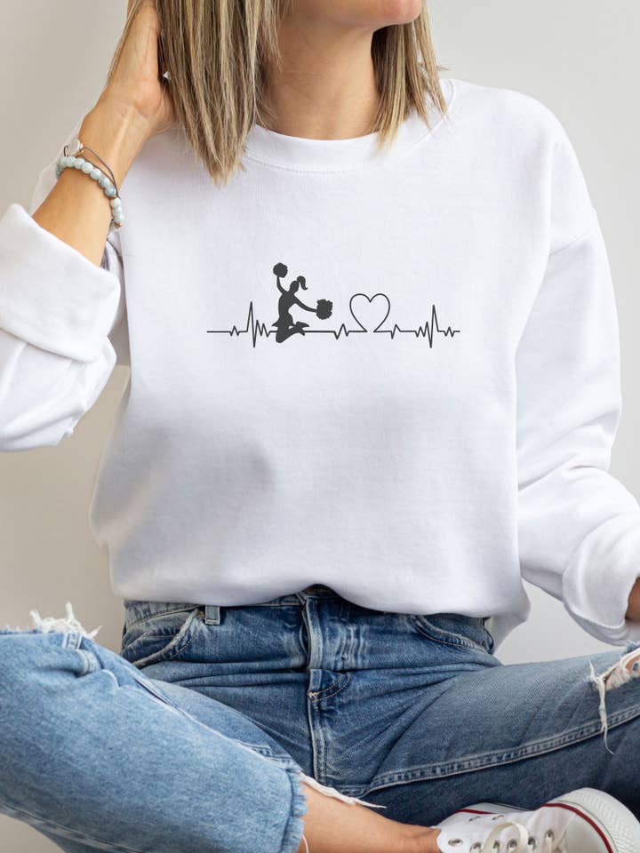 Fan Gear Central - Wholesale Graphic Sweatshirt - Women's - Cheerleader Heartbeat Graphic Sweatshirt1