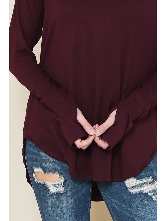 Burgundy Apparel - Wholesale Tunic - Women's - LONG SLEEVE TOP WITH THUMB HOLE7