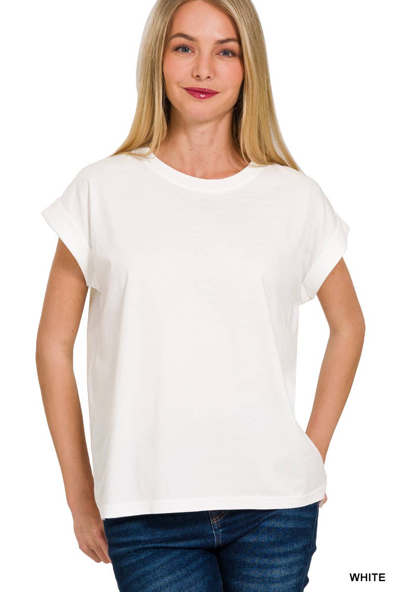42POPS - Wholesale T-Shirt - Women's - `.Round Neck Folded Short Sleeve T Shirt40