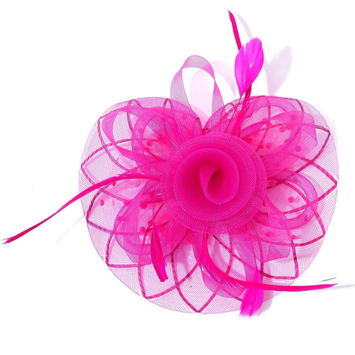 Diacly - Wholesale Fascinator Hat - Women's - Bold Polka Dot Mesh Flowers Top Flappy Fascinator 014