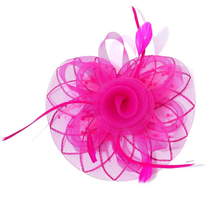 Diacly - Wholesale Fascinator Hat - Women's - Bold Polka Dot Mesh Flowers Top Flappy Fascinator 014