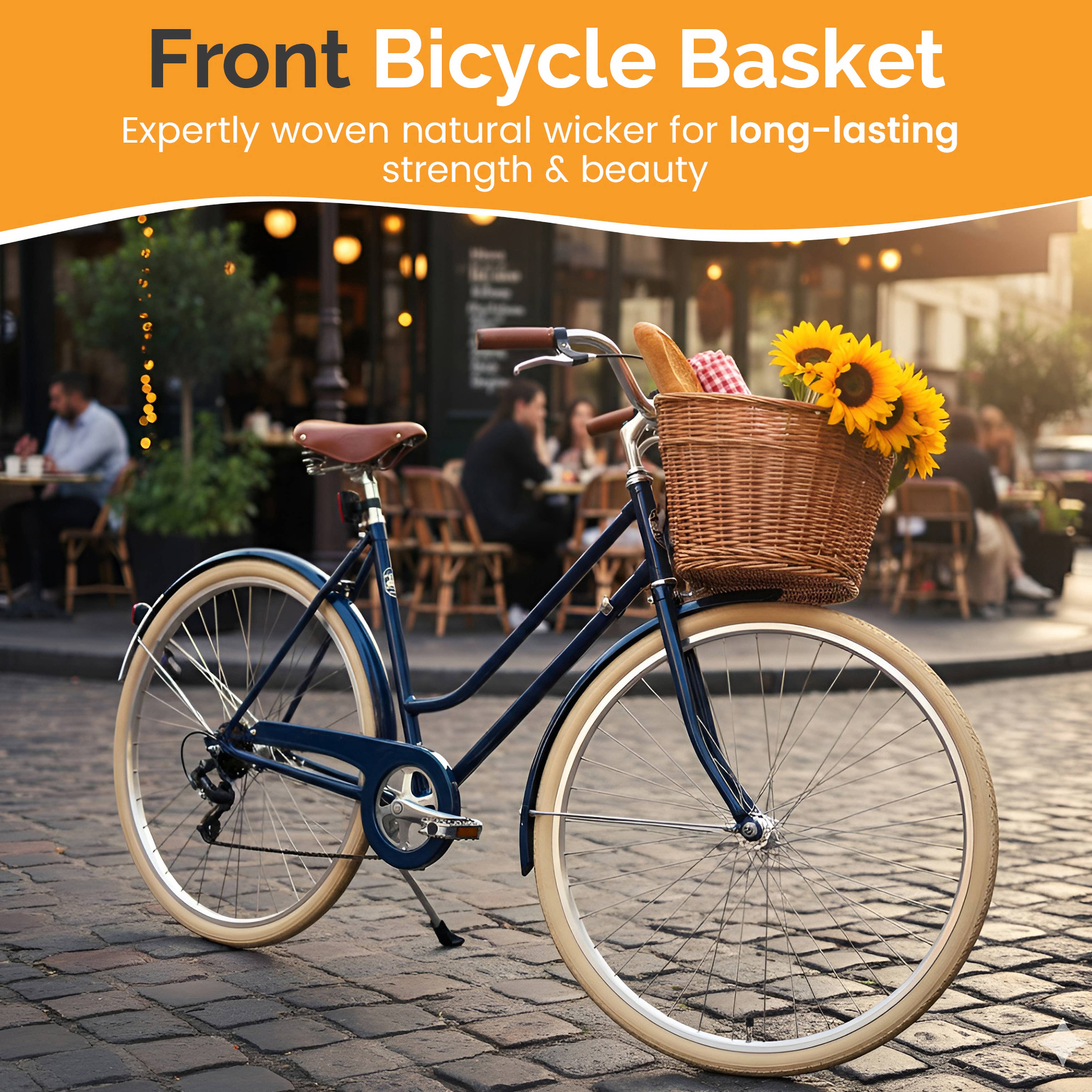 Quickway Imports - Wholesale Basket - Wickerwise Bike Basket Universal Handlebar Mount, Brown6