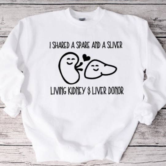 Sweat-shirt double donneur, donneur de foie et de rein, Donate Life, Donateur vivant, Donateur de rein et de foie, Sweat-shirt, Sweat unisexe pour la vente par Brandi Dai Designs
