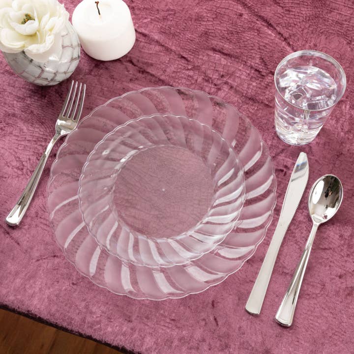 9" Plastic Clear Lunch Plate Elegant Ware Collection for wholesale by EcoQuality
