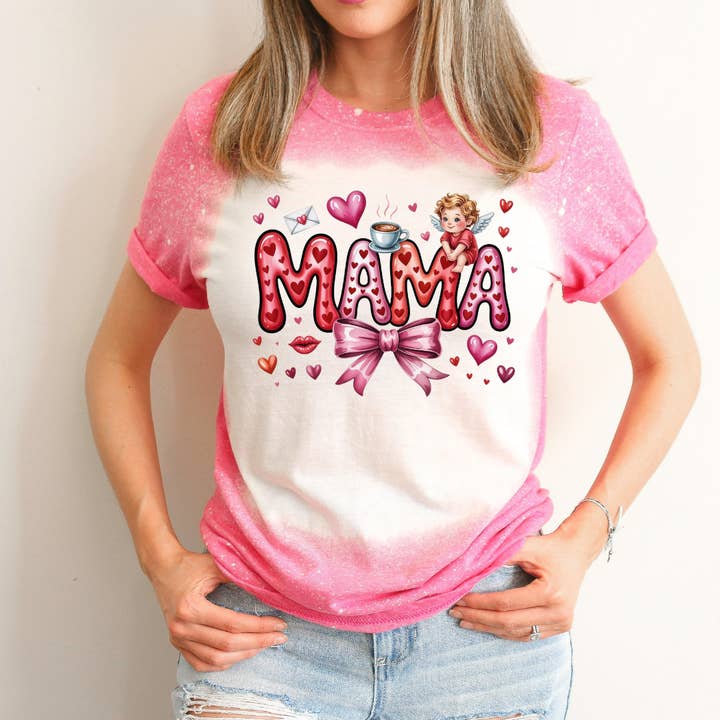 Mama Bleached Valentines Day Tee for wholesale by Hello Gorgeous Apparel