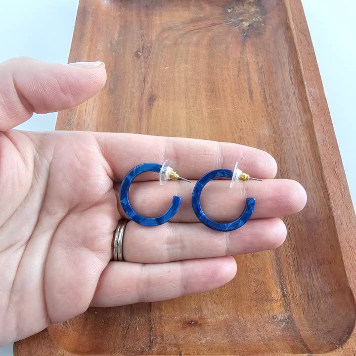 Spiffy & Splendid - Wholesale Hoop Earrings - Cam Mini Hoops - Navy // Jewelry, Earrings, Fall5