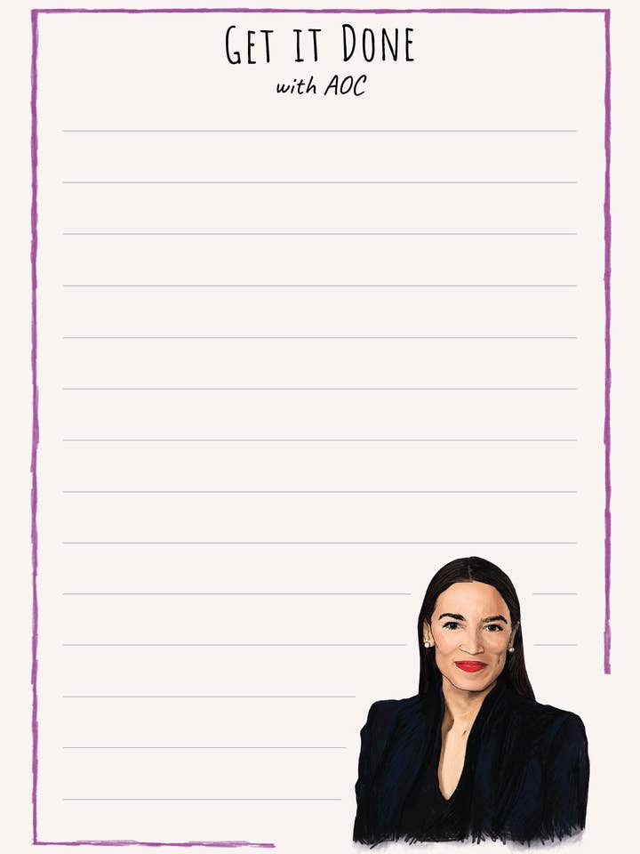 AOC Notepad Alexandria Ocazio-Cortez for wholesale by The Card Bureau