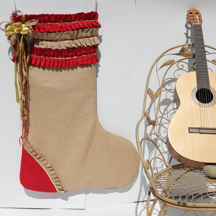 CocoMiaDesign - Wholesale Holiday Stocking - Jumbo Christmas Stocking, Burlap Shabby Chic Xmas Gift Sack2